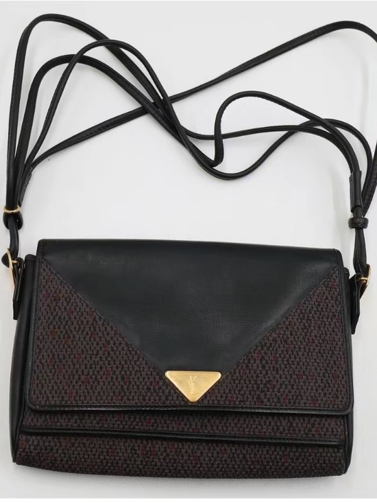 Yves Saint Laurent Handbags - Yves Saint Laurent Black Crossbody Bag with Gold Accent